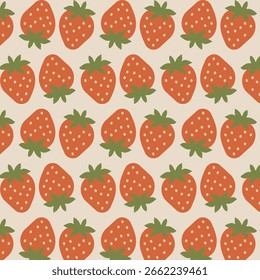 Seamless pattern of fresh strawberries.