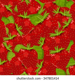 Seamless pattern with fresh strawberries.