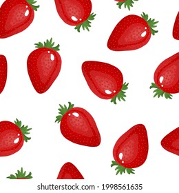 Seamless pattern of fresh strawberry background - Vector illustration
