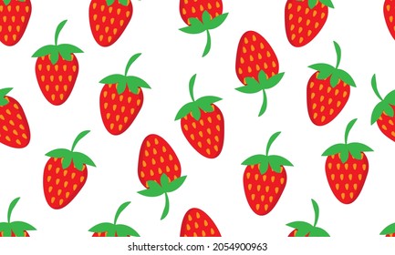 Seamless pattern of fresh strawberry background. Vector illustration