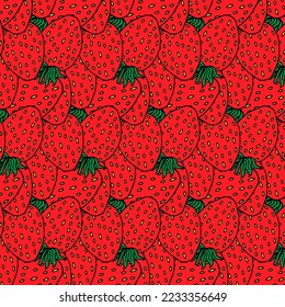 Seamless pattern of fresh strawberry background - Vector illustration