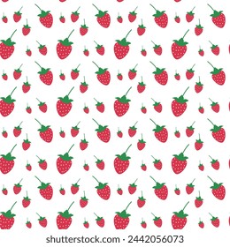 Seamless pattern of fresh strawberry on white background - Vector illustration