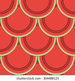Seamless pattern with fresh watermelons. Vector background