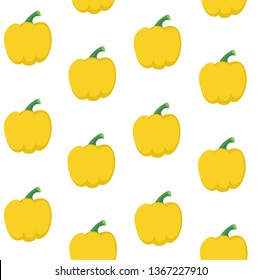 Seamless pattern from fresh yellow bell peppers on a white background
