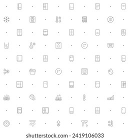 Seamless pattern with fridge and refrigerator icon on white background. Included the icons as household, appliances, double door fridge, side by side door fridge, ice, snowflake, kitchen, Celsius