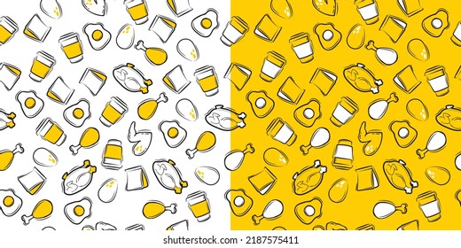 seamless pattern fried chicken and nugget vector