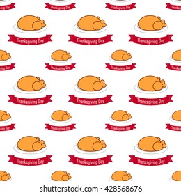 seamless pattern with fried chicken for Thanksgiving on the white background. vector. flat