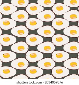 seamless pattern with fried egg, vector design for paper, fabric and other surface