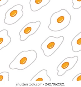 Seamless pattern, fried eggs with bright yolk. Cheerful and cute.