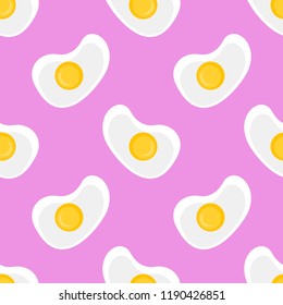 seamless pattern with fried eggs on pink background