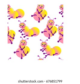 Seamless pattern. Friendly baby caterpillars
