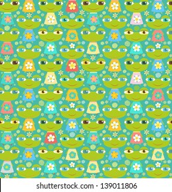 Seamless pattern with frog princess
