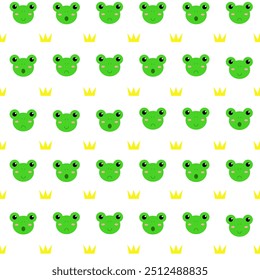Patrón sin fisuras con reyes de ranas sobre un fondo blanco