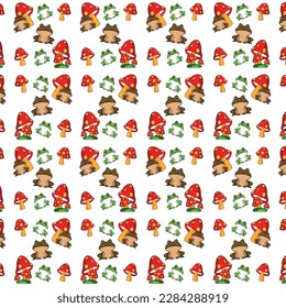 Seamless Pattern With Frogs And Mushrooms Vector Image,Frog Background