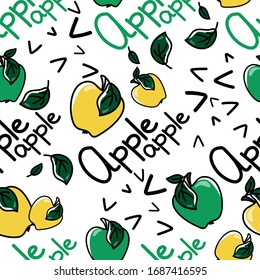 seamless pattern. fruit apples. healthy and organic foods