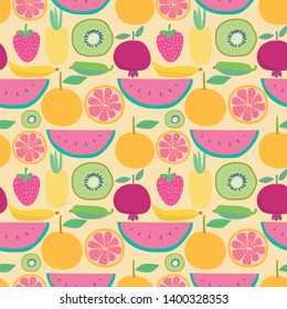 Seamless pattern with fruit background. Vector illustrations for gift wrap design.