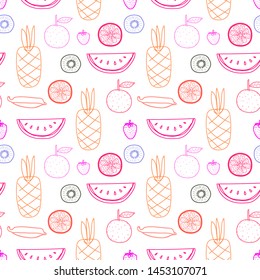 Seamless pattern with fruit background. Vector illustrations for gift wrap design.