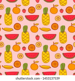 Seamless pattern with fruit background. Vector illustrations for gift wrap design.