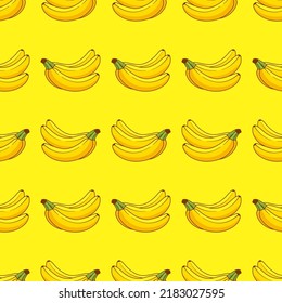 Seamless pattern fruit banana with a beautiful background yellow