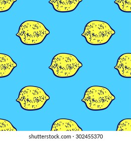 Seamless pattern with fruit, cartoon drawing.
