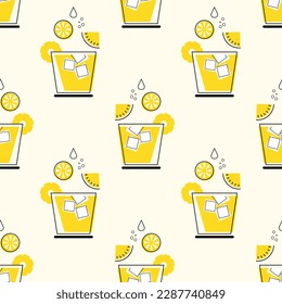 Seamless pattern, fruit cocktails on a white background. Drinks background, textile, packaging, vector