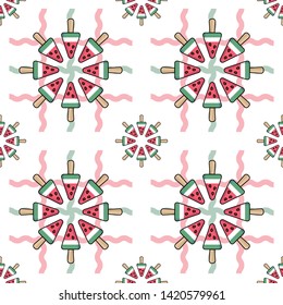 Seamless pattern Fruit ice cream 