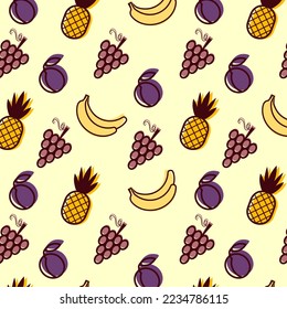 Seamless pattern with fruit icons on a light background