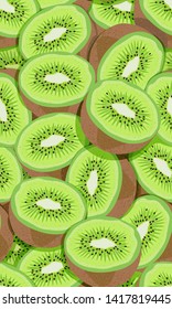 Seamless pattern fruit kiwi overlapping with shadow, Vector illustration