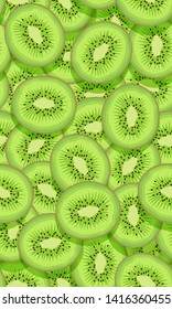 Seamless pattern fruit kiwi piece overlapping with shadow, Vector illustration