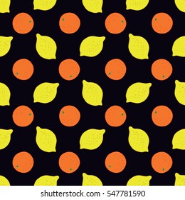seamless pattern of fruit - lemons and oranges
