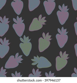 Seamless pattern of fruit motif,strawberry,leaves, object, spots. Hand drawn.