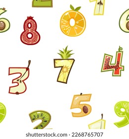 Seamless pattern Fruit number. Vector illustration
