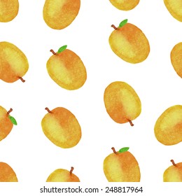Seamless pattern with fruit on a white background. Watercolor illustration. Vector. 