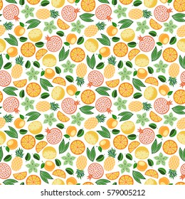 Seamless pattern with fruit on a white background. Vector illustration for your design