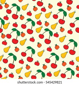 seamless pattern of fruit on yellow background art illustration
