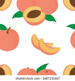 Seamless pattern fruit peaches vector illustration 