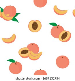 Seamless pattern fruit peaches vector illustration 