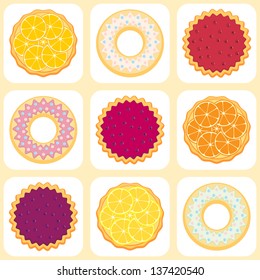 Seamless pattern with fruit pies (vector)