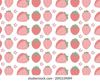 Seamless Pattern fruit Strawberry Background Vector Design. Can be used for packaging, wrapping paper, greeting cards, stickers, fabrics and prints.