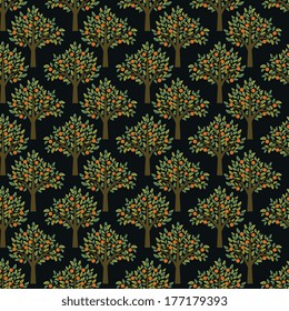 Seamless pattern with fruit trees