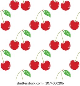 Seamless Pattern of ?herry, Fruit Pattern. Vector Illustration