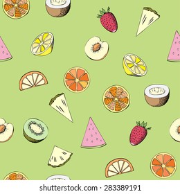 Seamless pattern with fruit. Vector Illustration