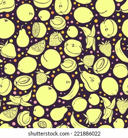 Seamless pattern with fruit. Vector seamless texture for wallpapers, pattern fills, web page backgrounds