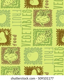 Seamless pattern of fruit and vegetables