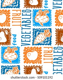 Seamless pattern of fruit and vegetables