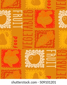 Seamless pattern of fruit and vegetables