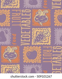 Seamless pattern of fruit and vegetables