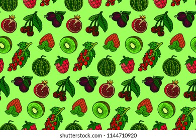 Seamless pattern with fruits
