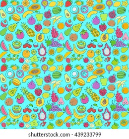 Seamless pattern with fruits