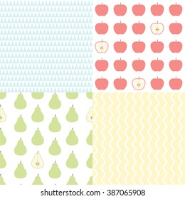 Seamless pattern with fruits. Apple and  pear. Abstract seamless pattern background. geometric background. vector illustration.